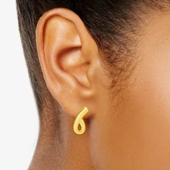 NWT - And Now This 18K Gold Over Brass Hinged Twist Hoop Earrings - Picture 3 of 15